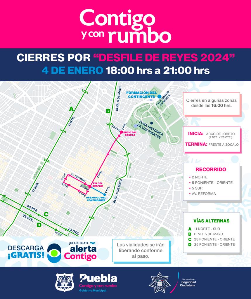 ¡Ubica el recorrido del desfile de los #ReyesMagos en #Puebla !

Participarán carros alegóricos y marching bands.

 📍 4 de Enero.
⏰ 18:00 a 21:00 hrs.

#TUKBLE #ReyesMagos2024