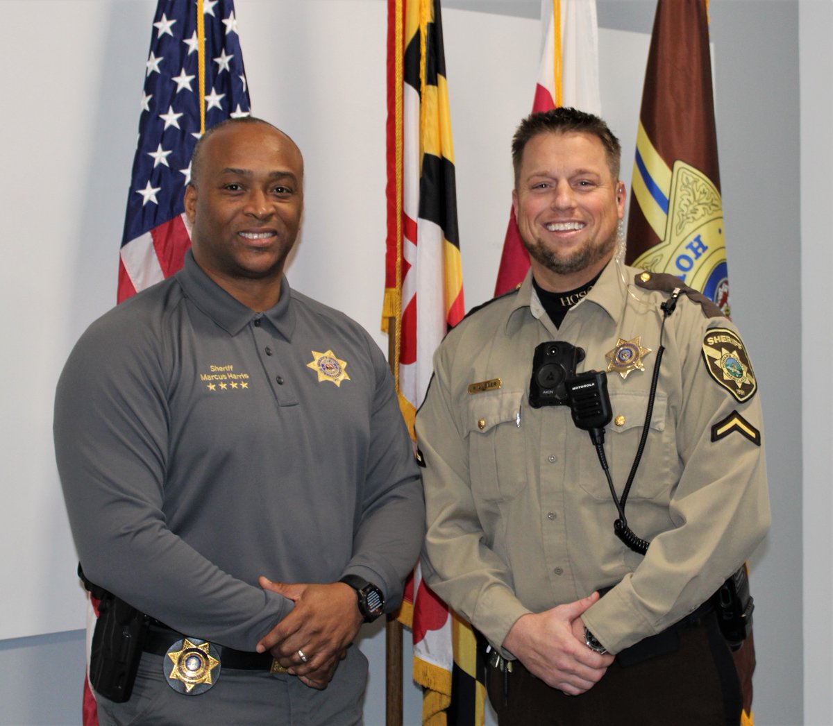 HCSOnews's tweet photo. This afternoon, Sheriff Harris was honored to promote Deputy First Class Ryan Baer to the rank of Corporal.
Please help us congratulate Cpl. Baer on a much-deserved promotion! https://t.co/TFfUip2yK6