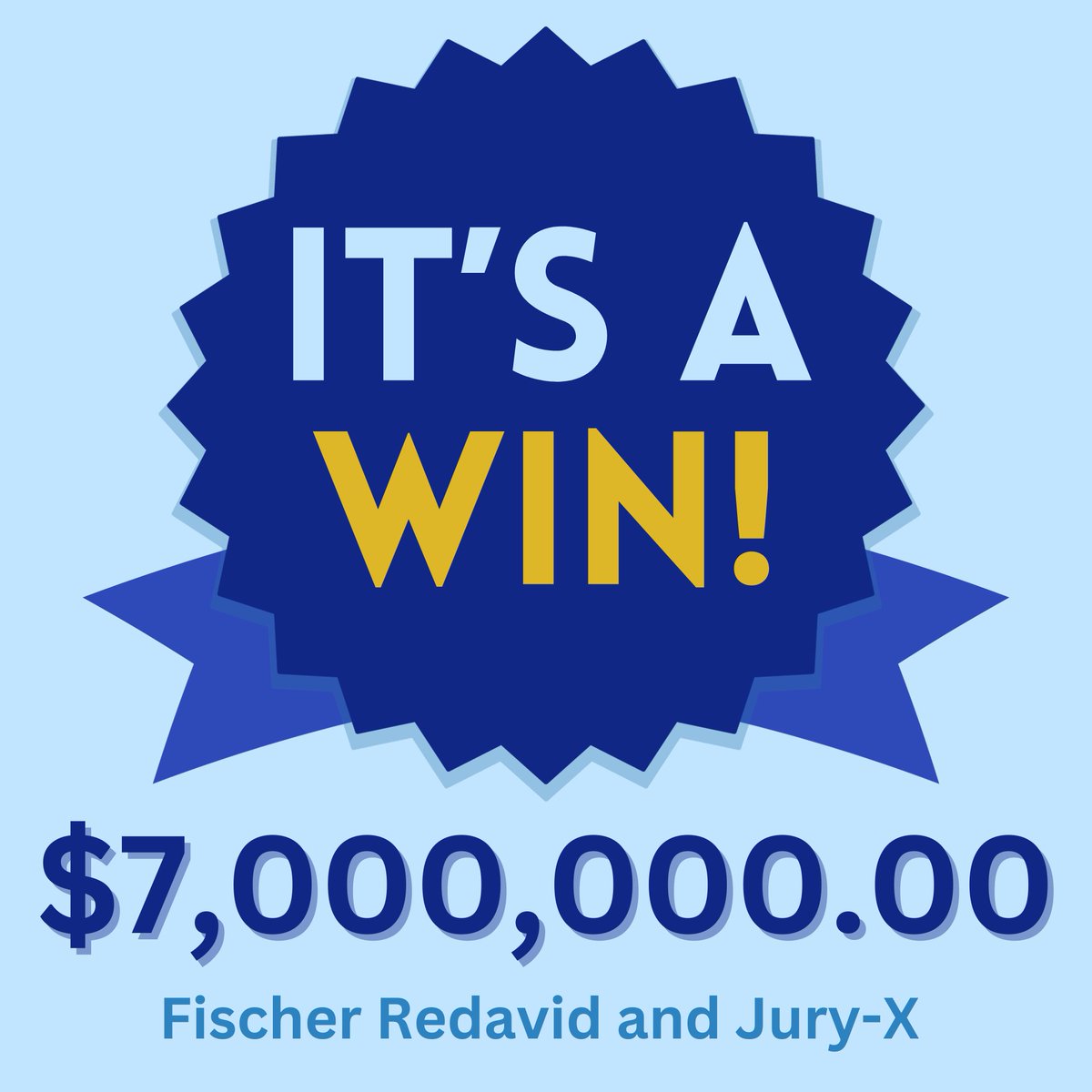 jurytweet's tweet photo. Congratulations to Jordan Redavid and John Fischer of Fischer Redavid PLLC for the $7,000,000.00 verdict won for their client in Onondaga County, New York! 

Great work to our excellent court liaison, Mary Sheedy, and the rest of the Jury-X team for their work on the case! https://t.co/Ypwg5qDdUF