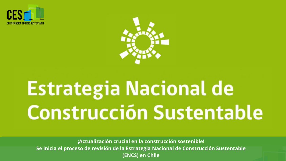 CESustentable (@cesustentable) on Twitter photo ¡Actualización crucial en la construcción sostenible! Se inicia el proceso de revisión de la Estrategia Nacional de Construcción Sustentable (ENCS) en Chile. Aporta tus ideas y conoce más en el enlace ➡️ participacionciudadana.minvu.gob.cl/consultas-ciud…
#ConstrucciónSustentable #EstrategiaNacional ¡Actualización crucial en la construcción sostenible! Se inicia el proceso de revisión de la Estrategia Nacional de Construcción Sustentable (ENCS) en Chile. Aporta tus ideas y conoce más en el enlace ➡️ participacionciudadana.minvu.gob.cl/consultas-ciud…
#ConstrucciónSustentable #EstrategiaNacional