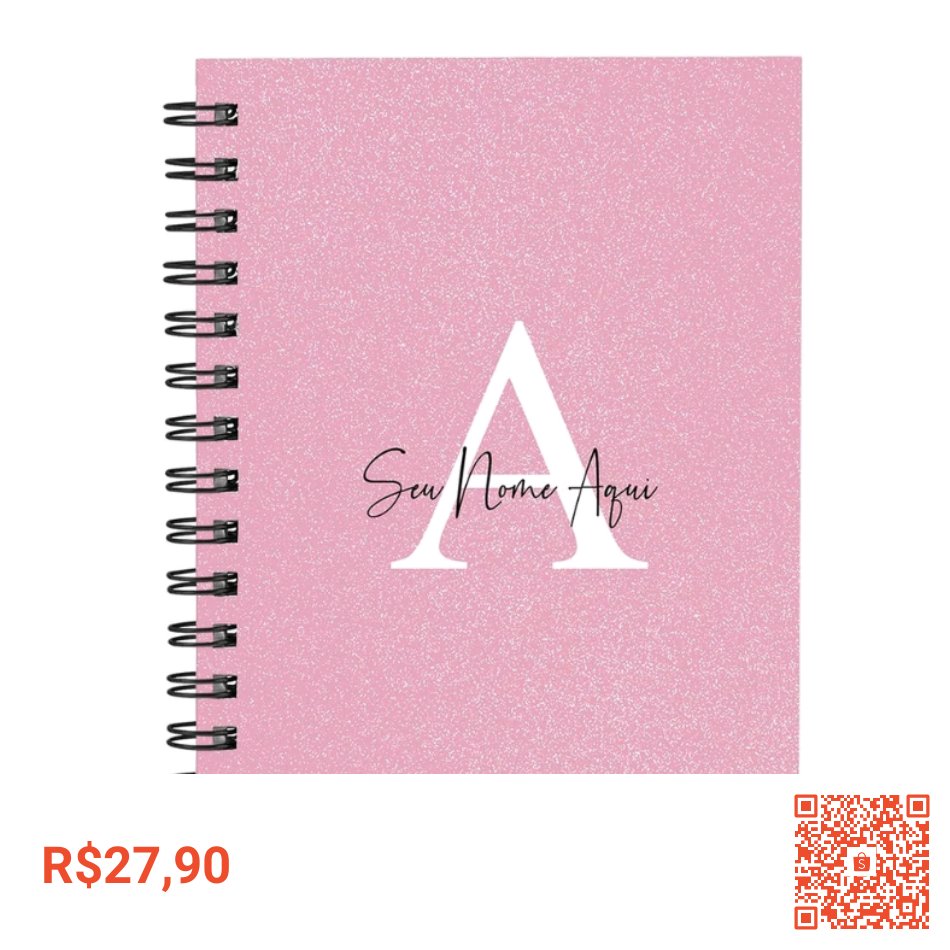 Confira Caderno Personalizado Glitter Rosa 100 Fls 14x20 Cm por R$27,90. Encontre na Shopee agora! #ShopeeBR