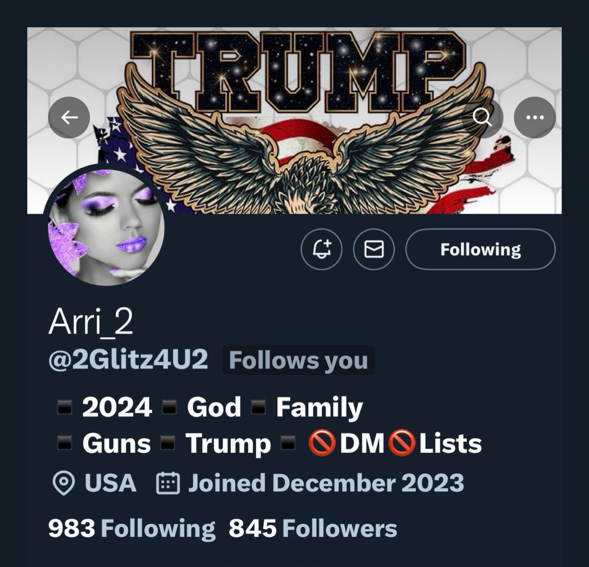 girlnamed_Seth's tweet photo. CALLING ALL PATRIOTS🇺🇸
🚨Can we give this amazing Patriot and friend of mine a follow help her rebuild her acct! 🚨 Y'all know what to do let's go!! FOLLOW 
🇺🇸👉🏻@2Glitz4U2 👈🏻🇺🇸 She will follow back!! https://t.co/iLWfyLBWzM
