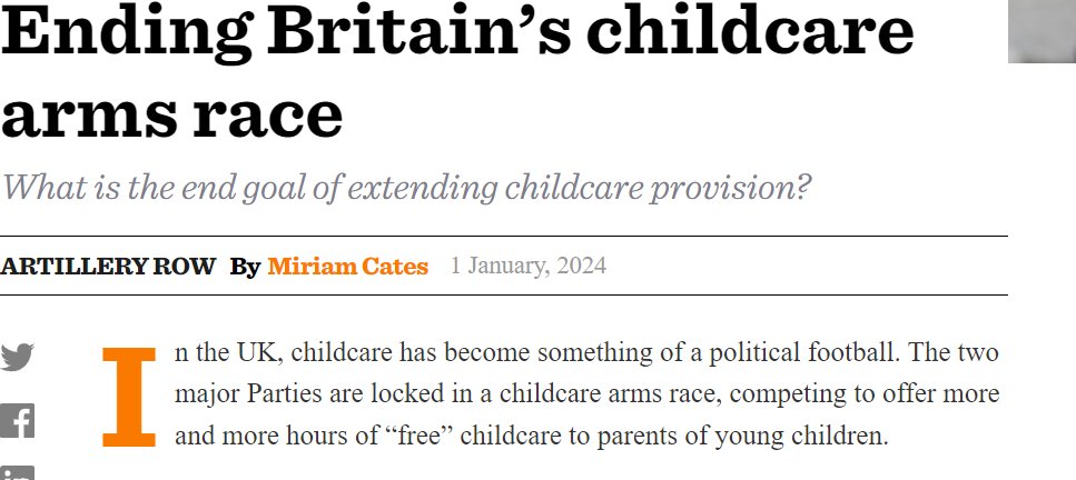 TIL that Britain is apparently locked in a 'childcare arms race' where opposing political parties are in a competition to provide more free childcare. LOL can you imagine?!