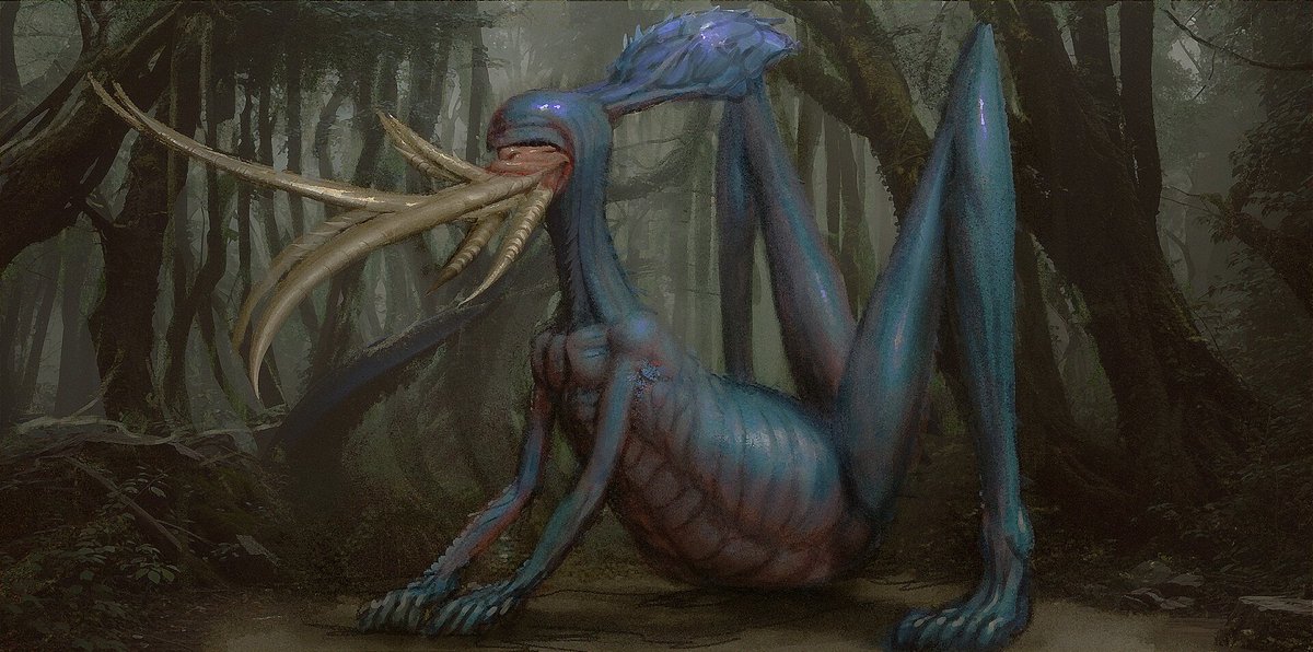 Rochaku2's tweet image. Grasshoper demon, creature concept #conceptart #creaturedesign #digitalart