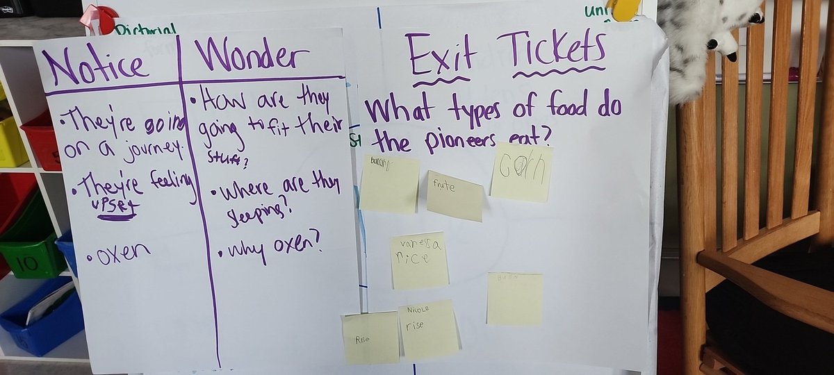 MsP_Teaches1's tweet photo. The kids loved having @GrosecloseMeg as their guest teacher for Wit &amp; Wisdom today! They had tons of notices and wonders &amp; learned what pioneers ate on their journeys! @FHGES https://t.co/0w2hTKIRmO