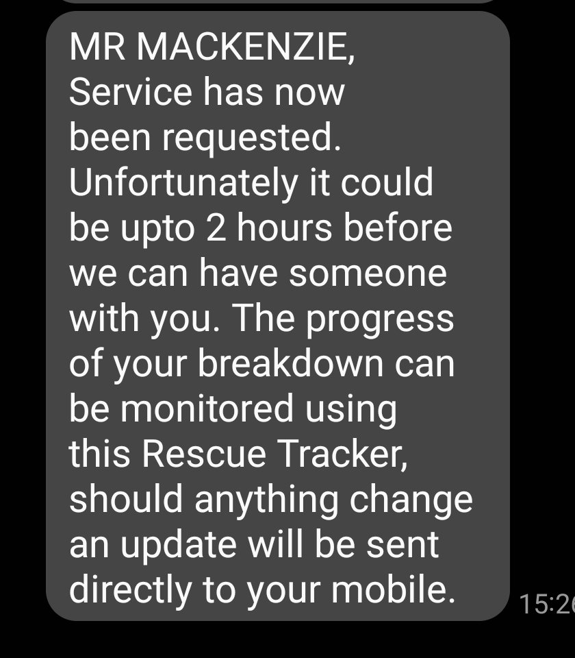 Inversneckie2's tweet photo. .@TheAA_UK How long do I have to wait? 2 garages advised and now told by latest, you cancelled the job now? WHY? Reported at 15:26 15:26! Almost 5 hours and back to scratch. Who joins the AA and why? https://t.co/rmjqEnFe8T