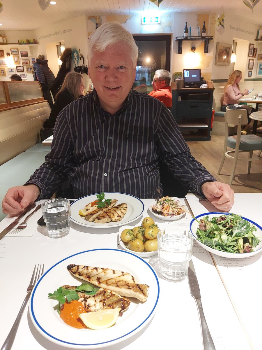 Fab supper <a href="/therockfishuk/">Rockfish ~ Seafood restaurants by the coast</a> Exmouth tonight! Loved our Gurnard and sides, preceded by a delicious chowder. Great welcome and great service in a superb location overlooking the Exe estuary: perfect - thank you from <a href="/pauleldred/">Paul Eldred</a> and me to the team.