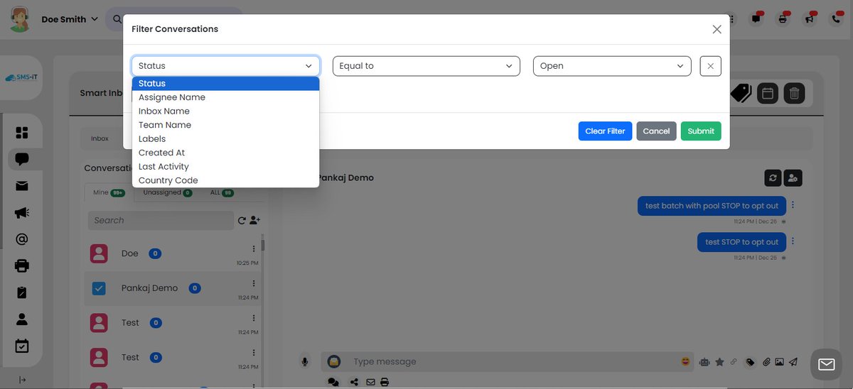 smsit_ai's tweet image. 🔍 Enhanced Visibility, Streamlined Workflows! Introducing Filter Conversations in Smart Inbox on SMS-iT CRM! 🌐✉️

✨ Unlock Powerful Filtering Options for Precision and Control

#SMSiT #SmartInboxFeatures #EfficientWorkflow #SMSITCRM #FilterConversations