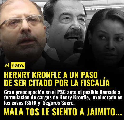 eldatoo's tweet image. #PSC HENRY KRONFLE ESTÁ A UN PASO DE SER CITADO POR LA FISCALÍA

Gran preocupación en el PSC ante el posible llamado a formulación de cargos de Henry Kronfle, involucrado en los casos ISSFA y Seguros Sucre.

#kronfle #psc #fiscalia #issfa #segurossucre