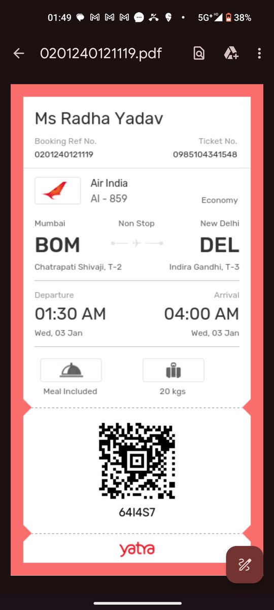 nitinsri06's tweet photo. @airindia 
@AirIndiaX 
This is totally unacceptable from Air India customer service!!!
Boarding denied at Mumbai airport ( T2)  even after reaching an hour early from the departure!

Please look into this matter 

#AirIndia 
#airindiacustomer
#Airindiacustomerservice https://t.co/jAwqgH78k7