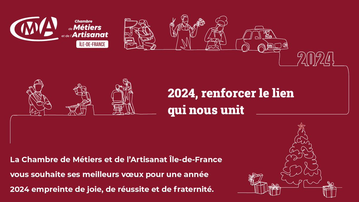 Les élus et les équipes de la Chambre de Métiers et de l’Artisanat IDF – 94 vous présentent leurs meilleurs vœux. ✨