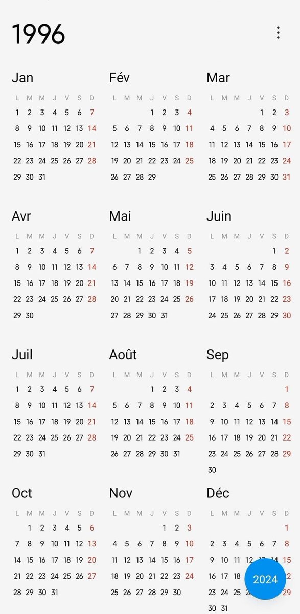 LucaVaran's tweet photo. 2024 l'année des 96 .
Aucune différence entre ces deux calendriers😨
Coïncidence ? https://t.co/nKm73m6vnz