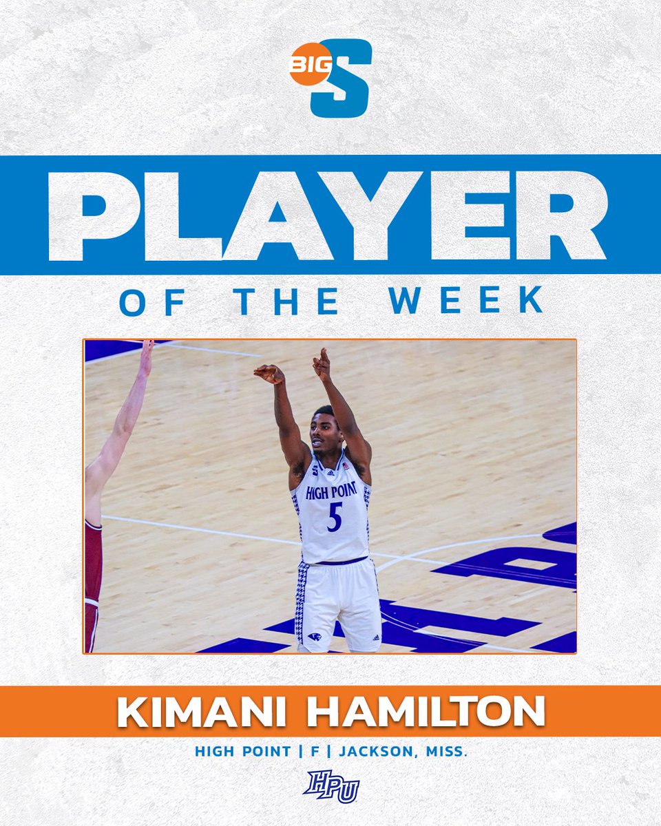 He tied for a season-high with 23 points while adding 6 rebounds, 3 steals, 2 blocks and an assist in a win over Bellarmine!🙌 @HPUMBB’s Kimani Hamilton is the #BigSouthMBB Co-Player of the Week!