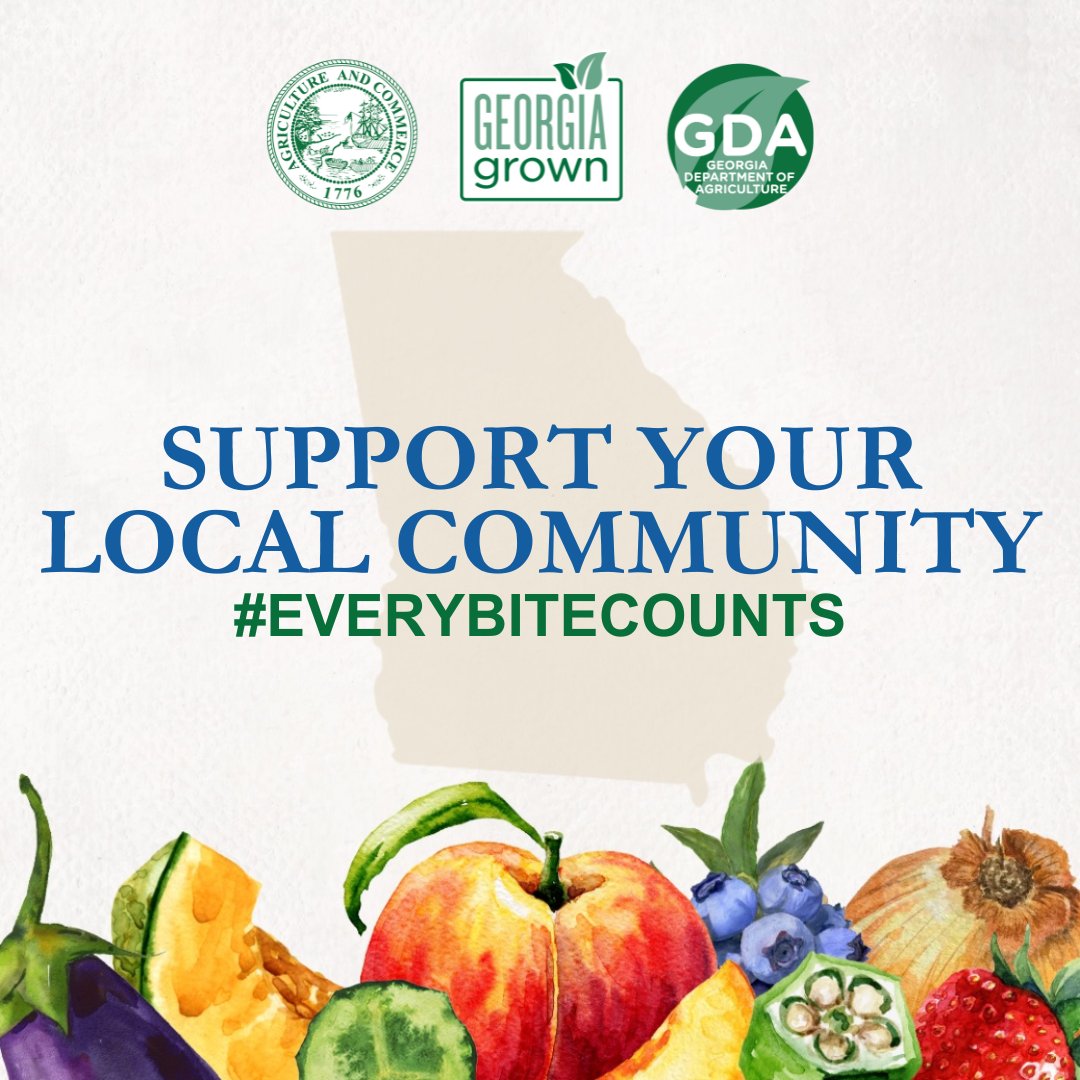 GeorgiaGrown's tweet photo. When you buy in-season fruits and vegetables you help support families, farms, and local communities because, #EveryBiteCounts! Join us in spreading awareness about the power of buying local, in-season produce in Georgia. #GeorgiaGrown #shoplocal https://t.co/9MlQ0WUpjI