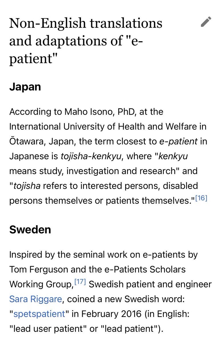 I’m feeling good about adding the Japanese translation for #epatient to @Wikipedia. 😇 (Thanks to @SusannahFox the inspiration.) en.wikipedia.org/wiki/E-patient