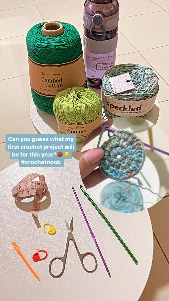 Can you guess what my firsct crochet project will be for this year? 🧶🤔 #crochetnoob