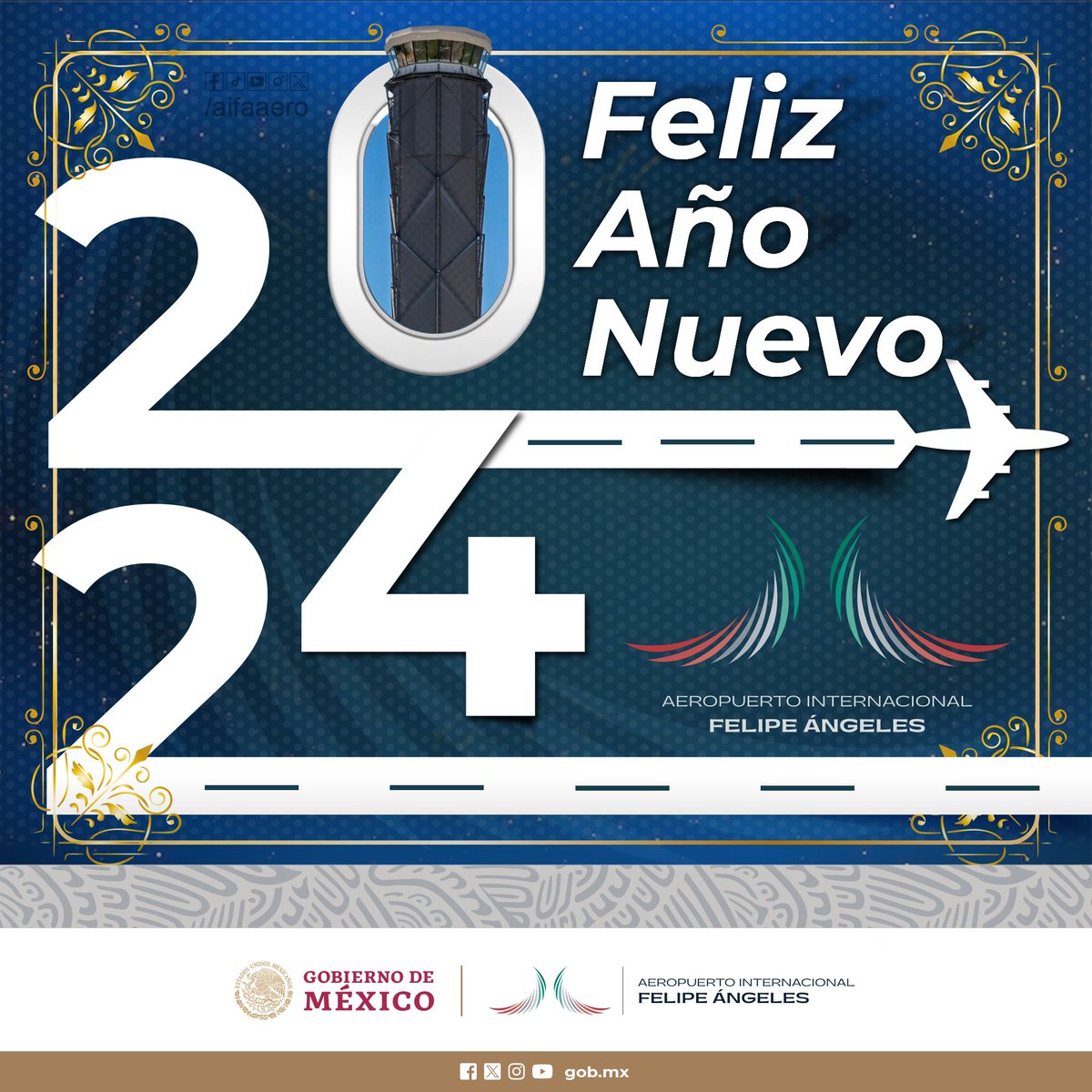 aifaaero's tweet photo. #FelizAñoNuevo #2024 les desea el #AeropuertoInternacionalFelipeÁngeles https://t.co/e31SUO6rTS