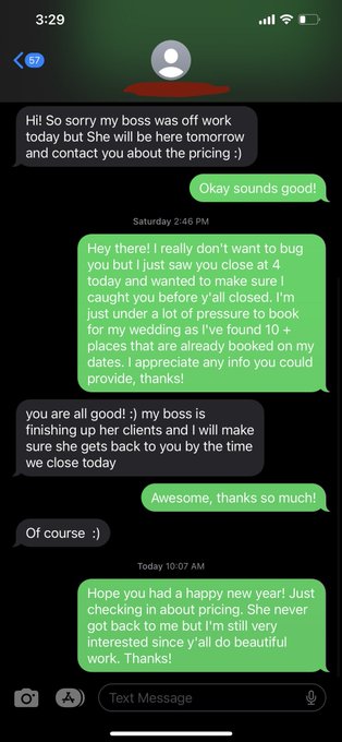 Ugh. Does this seem crazy to anyone else? I&rsquo;m literally just inquiring about prices. This is a salon<a href="/tag/loveisblind"class="tags"><span>#loveisblind</span></a>