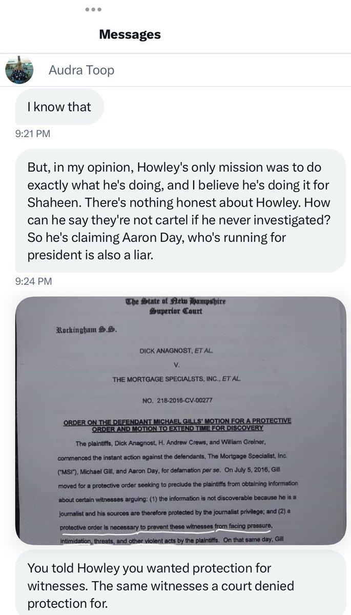 MikeGil21446788's tweet photo. I told you I met with Howley to get witness protection. This is Audra Toop she was threatened by Howley. I gave her a copy of the interview. He didn’t want you to see. https://t.co/Ztk5iJVoeJ