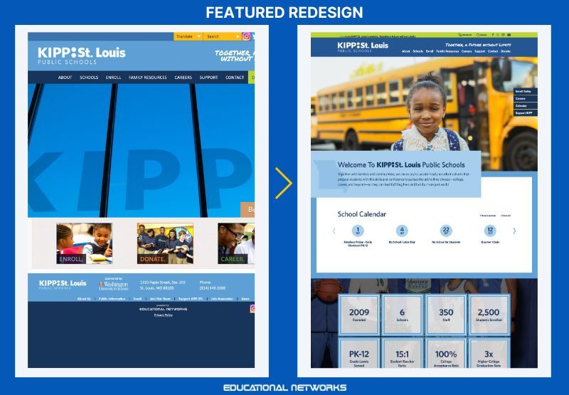 EdNetworks's tweet photo. #TransformationTuesday: We love the website transformation for KIPP:St. Louis Public Schools. Thank you for partnering with Educational Networks for 8 years!  https://t.co/EuBqfTZ6nv https://t.co/XOEkdKzocE