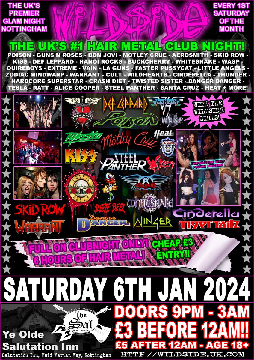 wildside_glam's tweet photo. A January Wildside IS happening! 

(This often gets asked when it's close after New Year's has happened ... and HELL YES we will!)

We're here to party this Saturday night! (Sat 6th Jan)

#HairMetal / #Glam / #HardRock / #80sRockAnthems / #AOR Salutation Inn - Nottingham UK https://t.co/TWXOWmm0rQ
