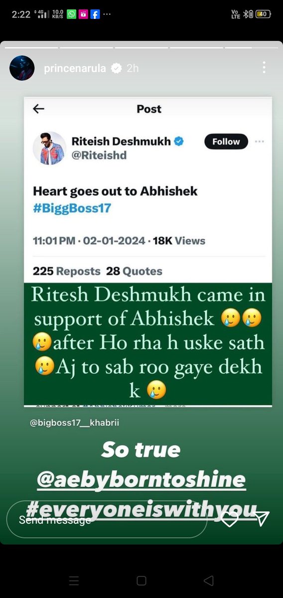 #AbhishekKumar
My second fav. Prince shared the story related to Riteish Deshmukh's  tweet supporting Abhishek 
Whatever is happening with him is next level
Stay strong Abhishek Kumar
We support you in this matter
Your journey will be more tough in upcoming days but stay strong !