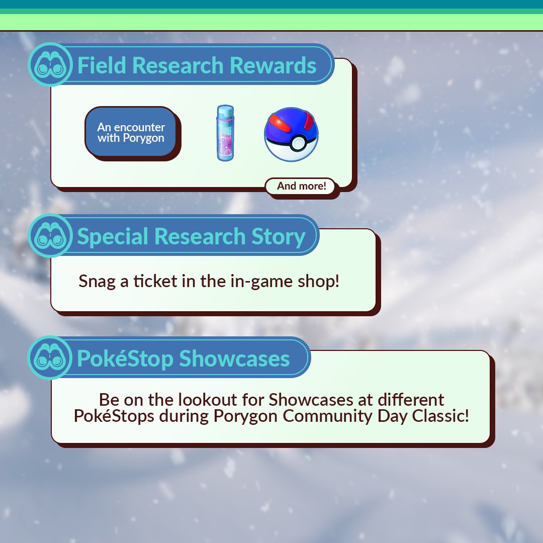 PokemonGoApp's tweet photo. Programmers, this one’s for you! Porygon, the Virtual Pokémon, will be featured during #PokemonGOCommunityDay Classic on January 20 from 2 p.m. to 5 p.m.

Check the blog to learn more:
https://t.co/XB8QJSQe6J https://t.co/8o1wFIz48K