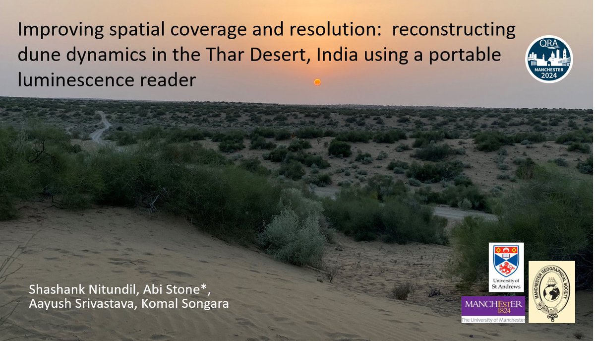I'll talk on behalf of Shashank & collaborators @#QRA24: Can low-fi POSL-based age estimates help us increase spatial coverage & improve spatial & vertical sampling resolution as we reconstruct dune dynamics? 'Changing Resolutions in Quaternary Science' sites.google.com/view/qra2024