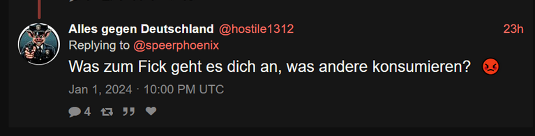speerphoenix's tweet photo. Was bist du eigentlich für eine Schreckgestalt  wow
Musst deinen Konsum so sehr rechtfertigen dass du nen übergriffigen Suchti der minderjährige mit Drogen versorgt und gemeinsam Selbstverletzung mit Ritzi inszeniert in Schutz nimmst? https://t.co/2tvt7Wa4hk