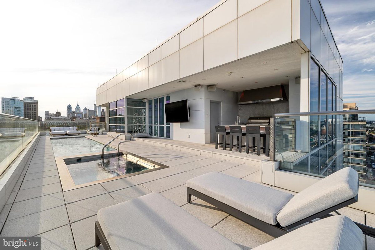 JoePompliano's tweet photo. Joel Embiid has listed his Philadelphia penthouse for $5.5 million.

• 2 bed / 3 bath
• Two-floor unit
• 1,000-sq-ft rooftop
• Private pool, hot tub, and outdoor kitchen

Embiid purchased the home for $3.2 million in 2018, and it comes with a $3,800 monthly HOA fee. https://t.co/vPVABoygXv