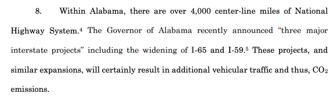 streetsblogkea's tweet photo. IDK who needs to see this, but here's 21 states openly admitting that their planned highway projects will increase greenhouse gas emissions, in a legal filing challenging a federal rule that would require them to tell the public...literally that exact information. https://t.co/sYAPbUY6T5