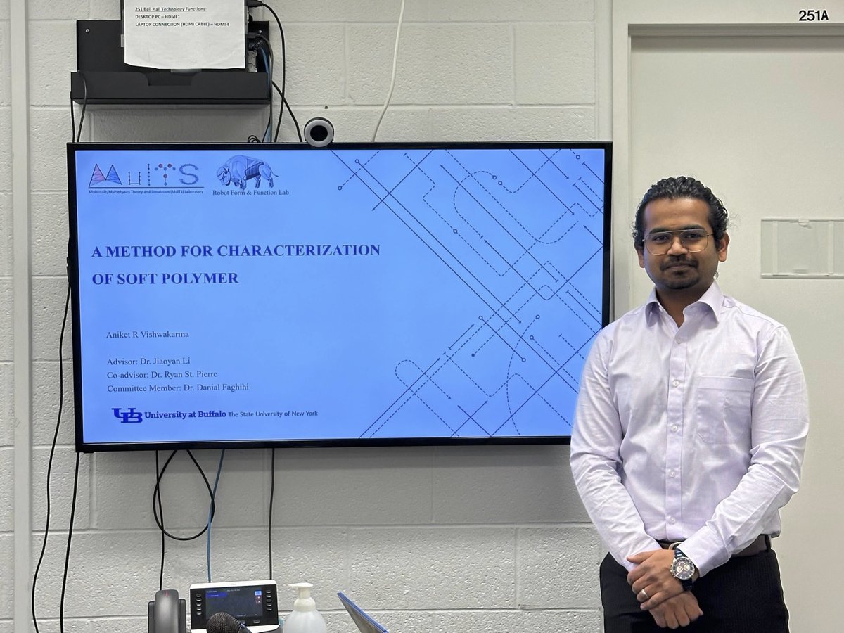 Congratulations to Aniket who successfully defended his MS thesis this December. Aniket will be continuing on as a PhD student at UB, co-advised in the Robot Form and Function Lab