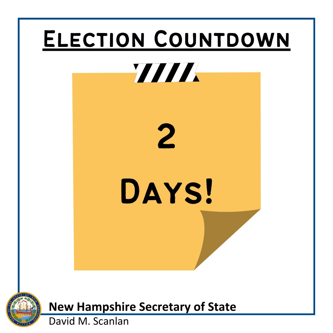 Two days to go! New Hampshire has election-day registration, so you can register at your local polling place on January 23rd. 

Visit sos.nh.gov/elections/regi… for more info.