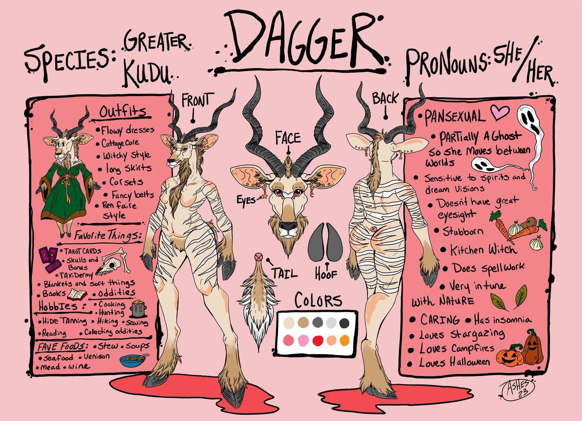 AshesTerrible's tweet photo. She's DONE!!!! I'm absolutely over the moon with her and cannot wait to do some really neat things with her in the coming year 🥹♥️
#ashesocs #kudu #anthro #furry #oc #refsheet https://t.co/V8VzvGq0dI