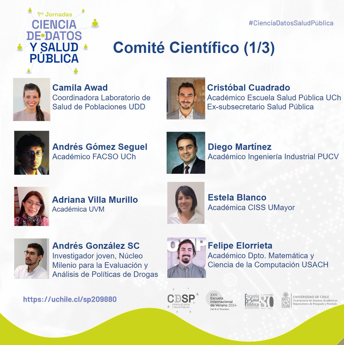 esp_uchile's tweet photo. 🧐 Ya se vienen 
"Las 1ras Jornadas de  Ciencia de Datos y Salud Pública" que buscan reunir a estudiantes de posgrado, profesionales y académicos de las áreas de la salud, ingeniería, políticas públicas, ciencias sociales, y áreas afines.
 ¿Cuándo? : 16, 17 y 18 de enero de 2024 https://t.co/SfZRAMGD3N