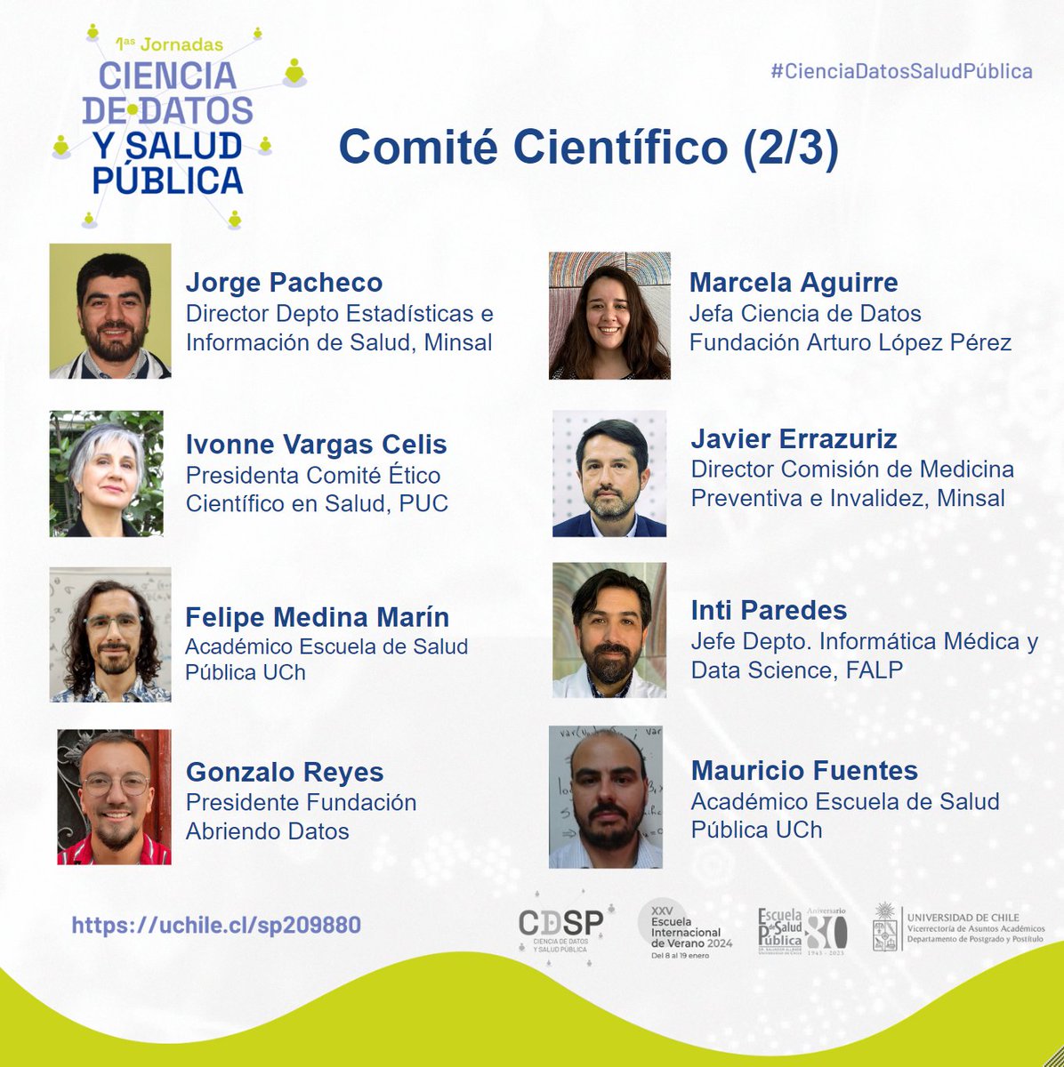esp_uchile's tweet photo. 🧐 Ya se vienen 
"Las 1ras Jornadas de  Ciencia de Datos y Salud Pública" que buscan reunir a estudiantes de posgrado, profesionales y académicos de las áreas de la salud, ingeniería, políticas públicas, ciencias sociales, y áreas afines.
 ¿Cuándo? : 16, 17 y 18 de enero de 2024 https://t.co/SfZRAMGD3N