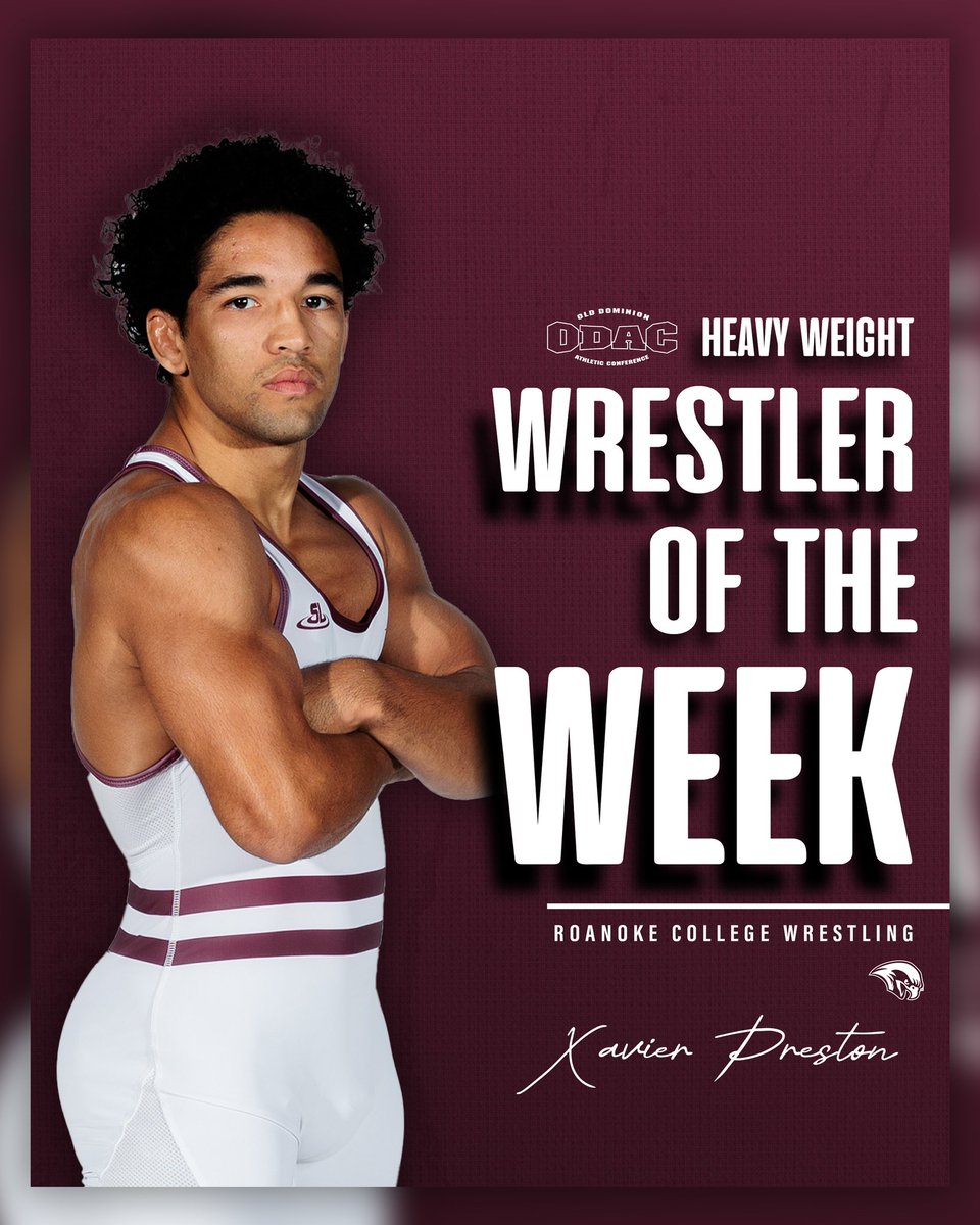 NokeWrestling's tweet photo. 𝙊𝘿𝘼𝘾 𝙒𝙧𝙚𝙨𝙩𝙡𝙚𝙧𝙨 𝙤𝙛 𝙩𝙝𝙚 𝙒𝙚𝙚𝙠

After an impressive 5-0 weekend, Xavier Preston was named ODAC Heavier Weight wrestler of the week!

Also going undefeated on the weekend and beating the #10 ranked wrestler, Mark Samuel earns ODAC Lighter Weight of the week! https://t.co/MqVoQE4TIg