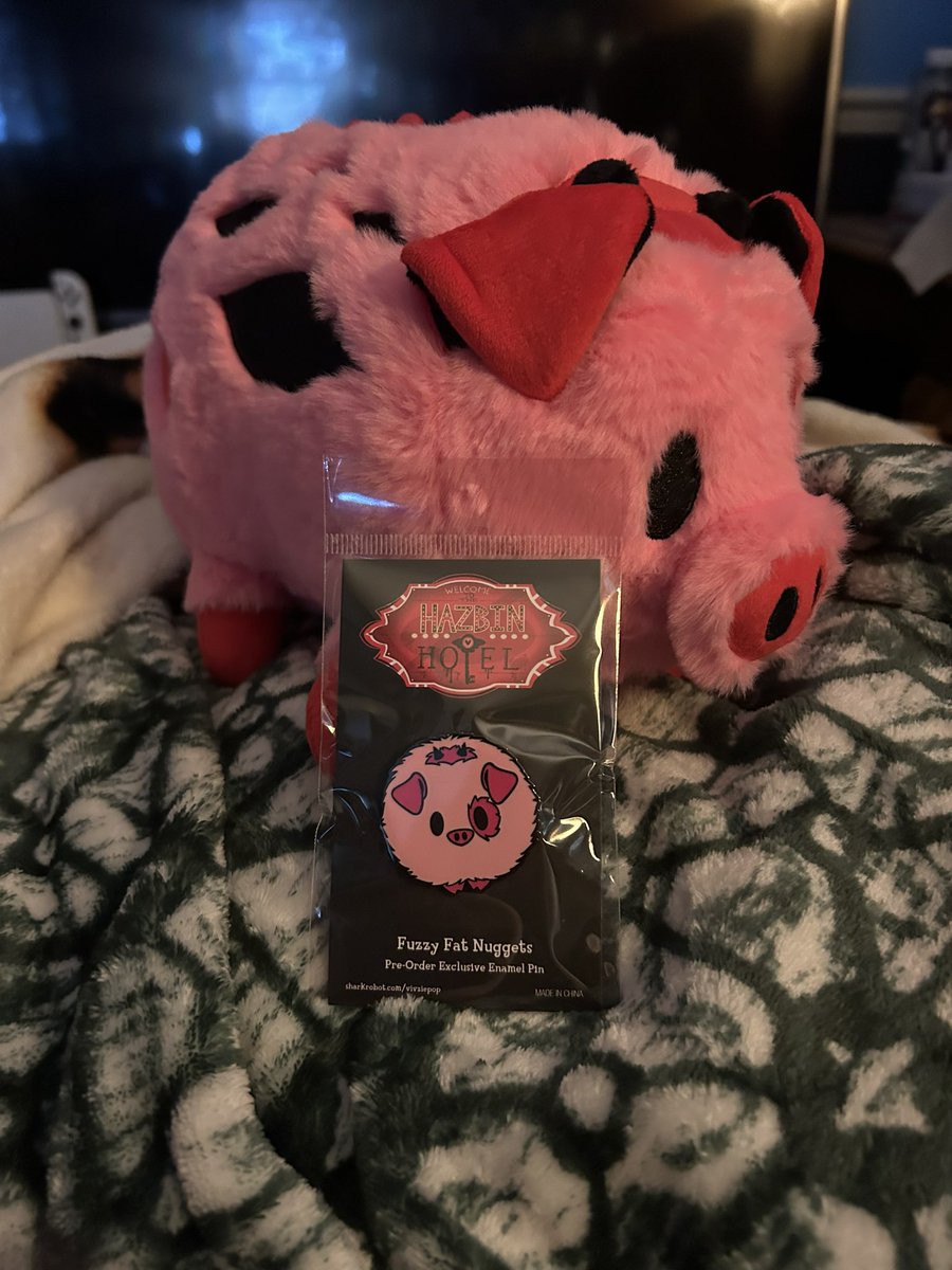 carlyartzgaming's tweet image. Look what came in! Fuzzy fat nugget! He’s so cute! 🥰 this is amazing #sharkrobotstore #hazbinhotel #fatnuggets #plushie