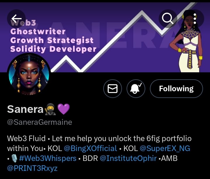 Web3Cipher's tweet image. "Meet @saneraGermaine, a Web3 Ghostwriter and Growth Strategist, blending expertise as a solidity developer. With a knack for crafting compelling narratives and driving growth, she's shaping the future of Web3 with her innovative approach. 🌐✨ #Web3 #SolidityDeveloper #Everyone