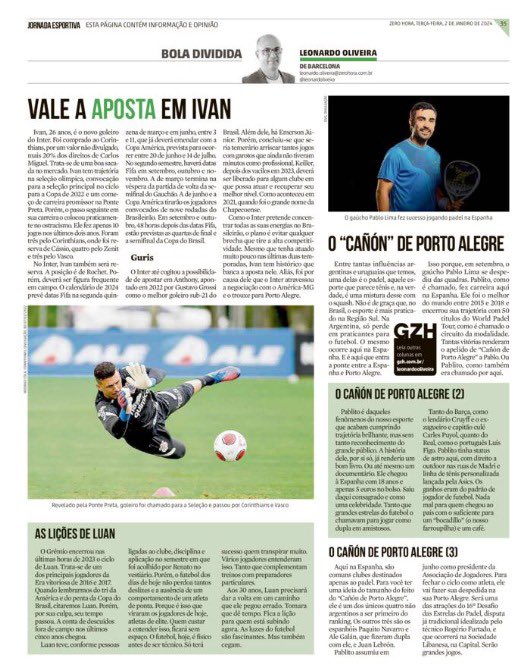 Muito obrigado Zero hora por dar essa difusão para o nosso esporte .