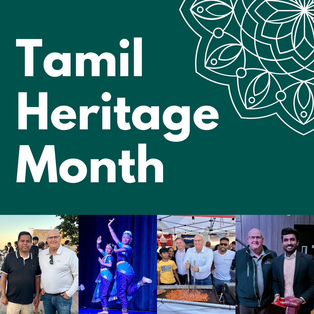 January marks #TamilHeritageMonth in Canada!

Let's celebrate the rich Tamil culture &amp; contributions of Tamil-Canadians in #Pickering. From politics, business to arts, they enrich our society.

I encourage every one to learn more about the #Tamil culture &amp; traditions this month.
