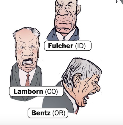 We are delighted with the <a href="/washingtonpost/">The Washington Post</a> for reminding everyone that our guy in DC, <a href="/RepBentz/">Congressman Cliff Bentz</a>, voted against democracy on #Jan6th - especially the great caricature of a side of him we've seen. He should not be re-elected. For anything. Ever.