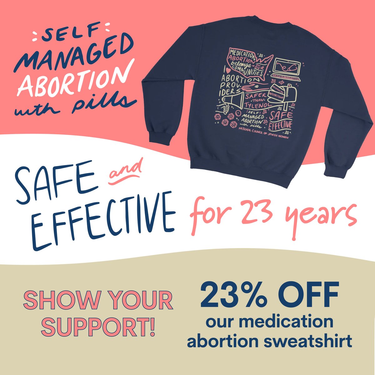 Kick the year off in style by promoting #JewsforAbortionAccess. With the Supreme Court's announcement that they will be reviewing restrictions on #mifepristone, there is no better time to rep safe &amp; effective medication for abortion and miscarriage care. ncjw.myshopify.com/products/abort…