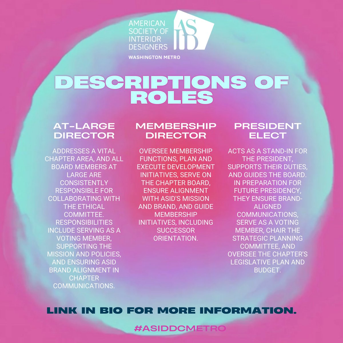 We're seeking individuals who are passionate about shaping the future of interior design to join our chapter board!
Nominate yourself or a colleague. Visit the link for more information and to submit your nomination.
ow.ly/OQVe50Qnetq