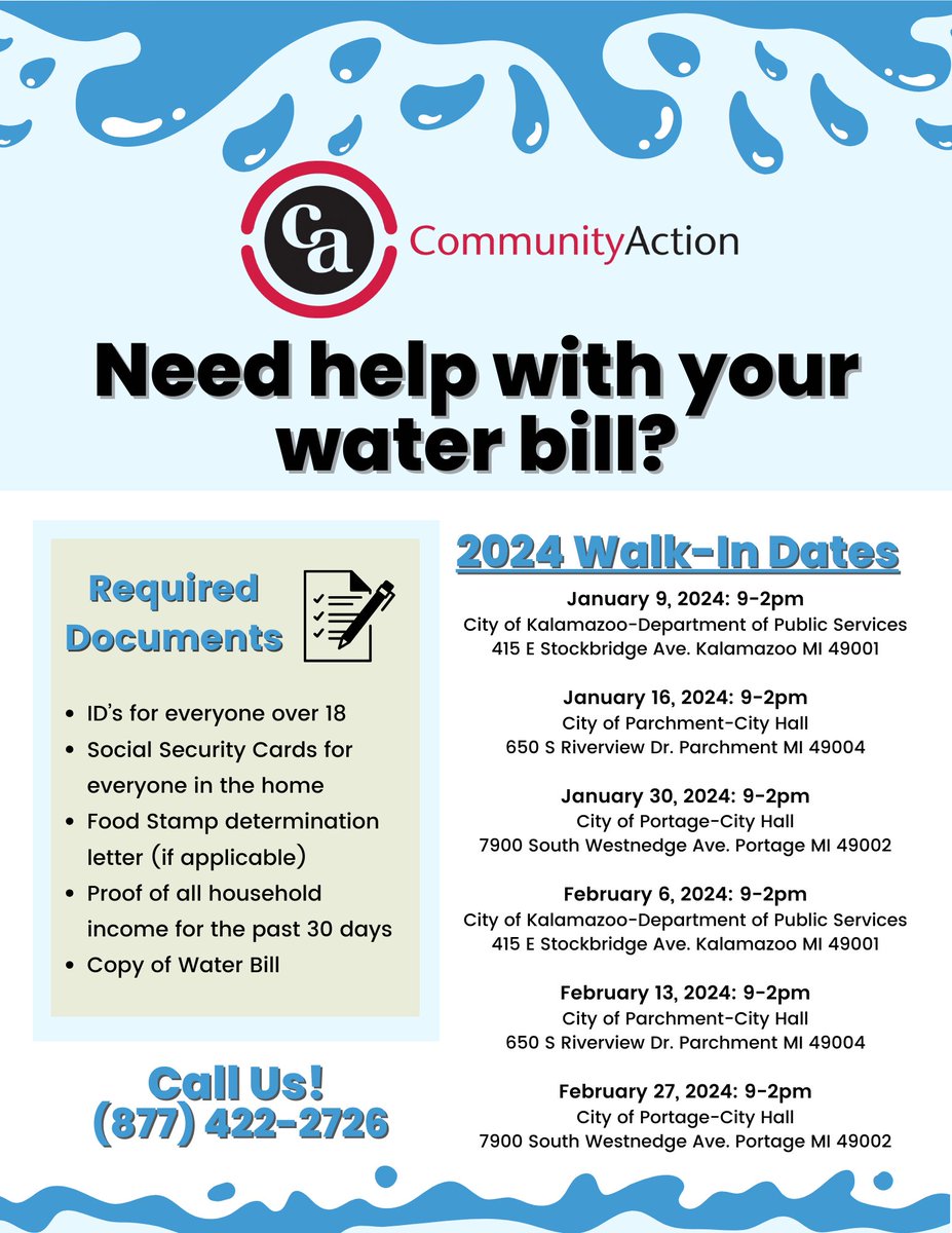 tweetcaascm's tweet photo. Need water bill assistance? Join us at one of our 2024 walk-in days! https://t.co/29fS1vQhsB