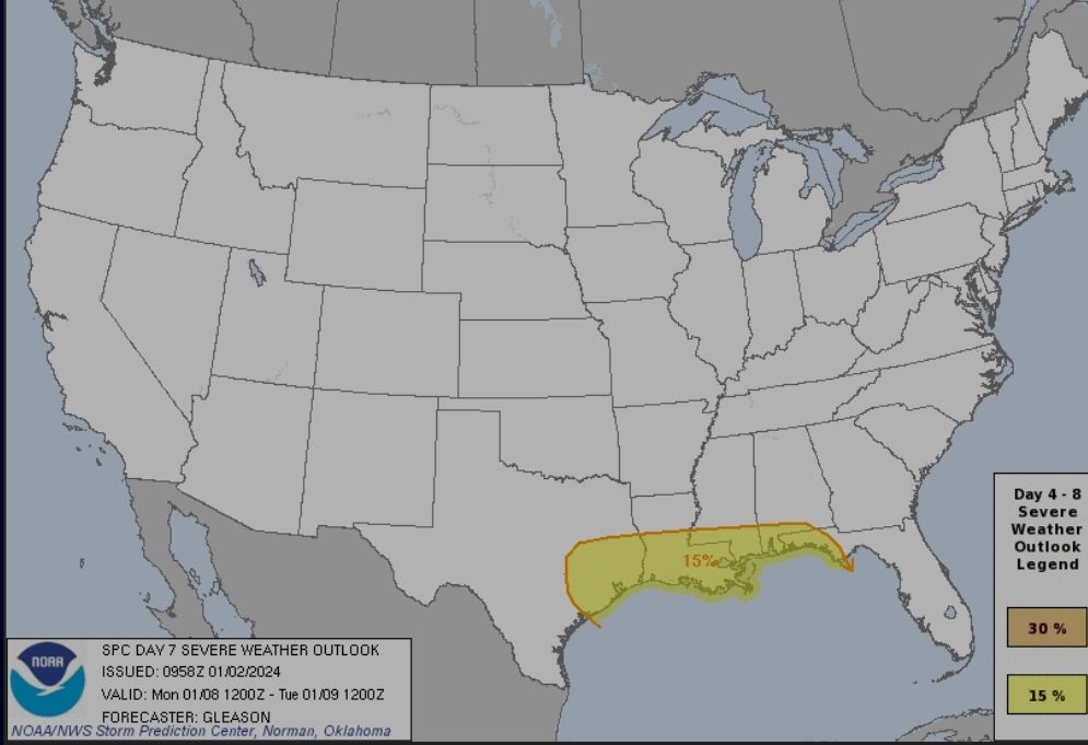 Fulltiltweather's tweet photo. Storm prediction center caught up with the probabilities that I was talking about the 9th.
They issued a 15% chance of severe weather over a 25 mile radius for the 9th. https://t.co/nBDm63g3Ap