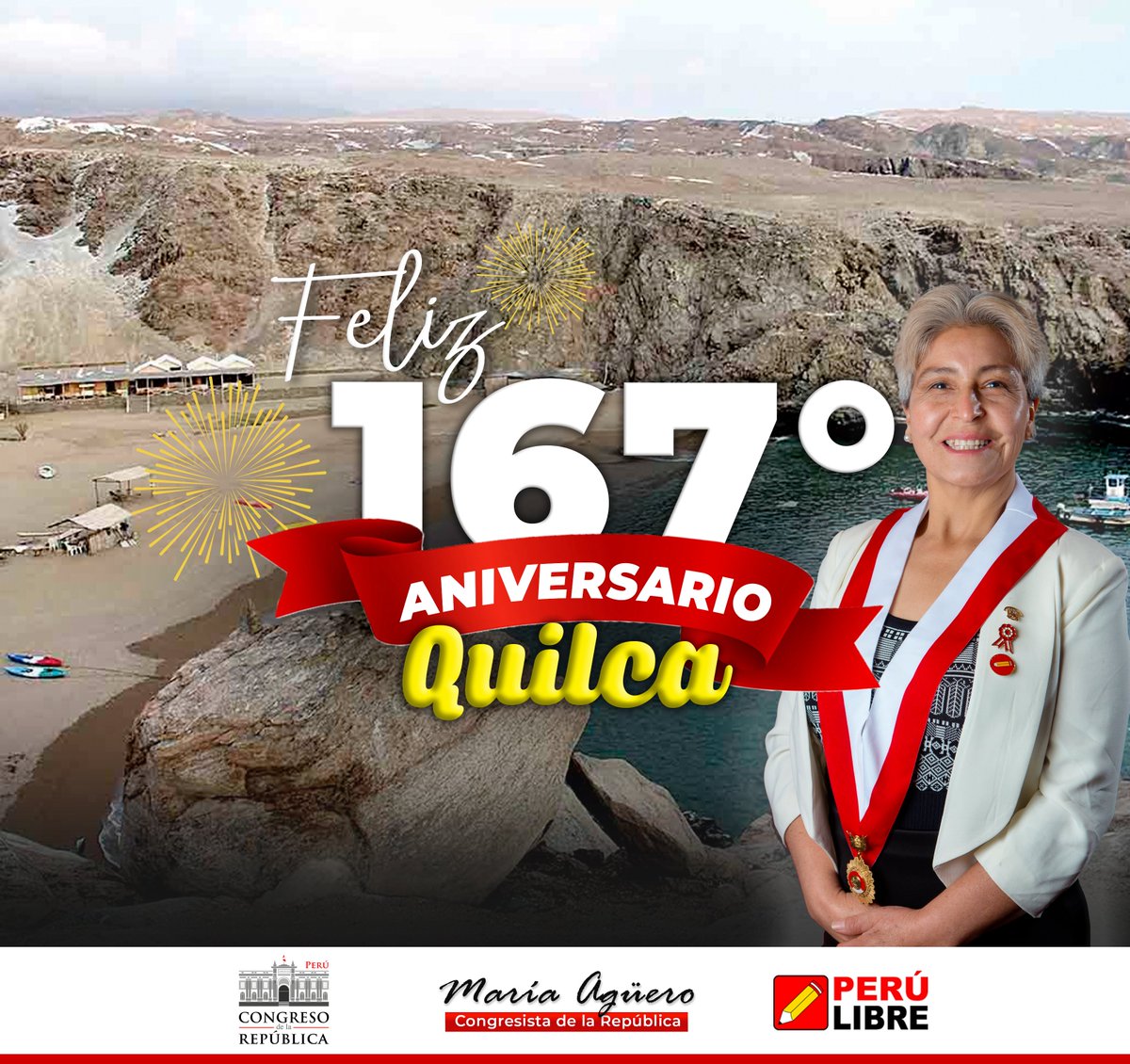 MariaAguerogut1's tweet photo. 🇵🇪🌋| Saludo muy afectuosamente a los distritos de Ocoña y Quilca, de la provincia Camaná, departamento de Arequipa, al conmemorarse su aniversario de creación, formulando votos por su progreso, desarrollo sostenido y bienestar en general.
#Arequipa
#Ocoña
#Quilca https://t.co/ys8GsHXQWK
