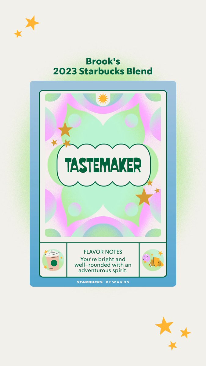 brookiebuck's tweet photo. Check out the custom coffee card created from my 2023 Starbucks® Rewards stats! https://t.co/jD2vtNgMUK