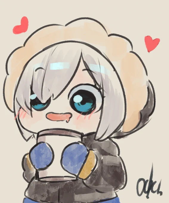 #マル描いてちょんっ #rkgk Mochi Mage Ars Almal Enjoying beeg cup of Hot Coco, staying warm (Day 2) 