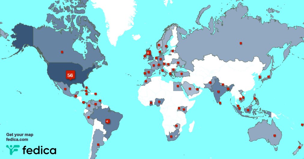 I have 2 new followers from USA, and more last week. See fedica.com/!Jbird978
